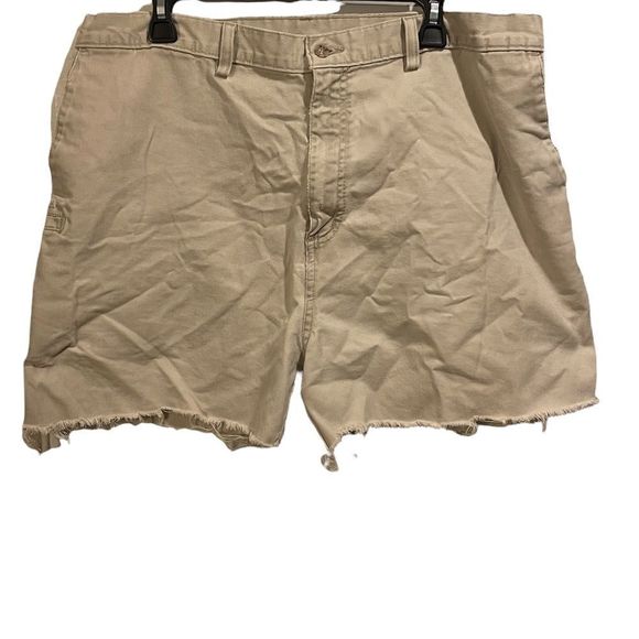 Carhartt Khaki Cut Off Reworked Raw Hem Deconstructed Distressed Mini Shorts - Picture 1 of 10